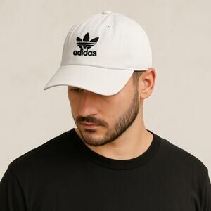 Adidas Trefoil White Dad Hat Unisex Adjustable Strapback Cotton Cap